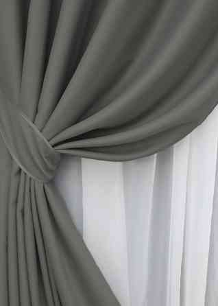 Комплект штор на люверсах VR-Textil Midnight № 1228ш 150х270 см 2 шт Сірий (37-0137) Київ