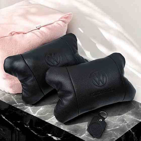 Набір шкіряних подушок 2шт - Volkswagen на підголовник у машину, UK-887 Автомобільна подушка Київ