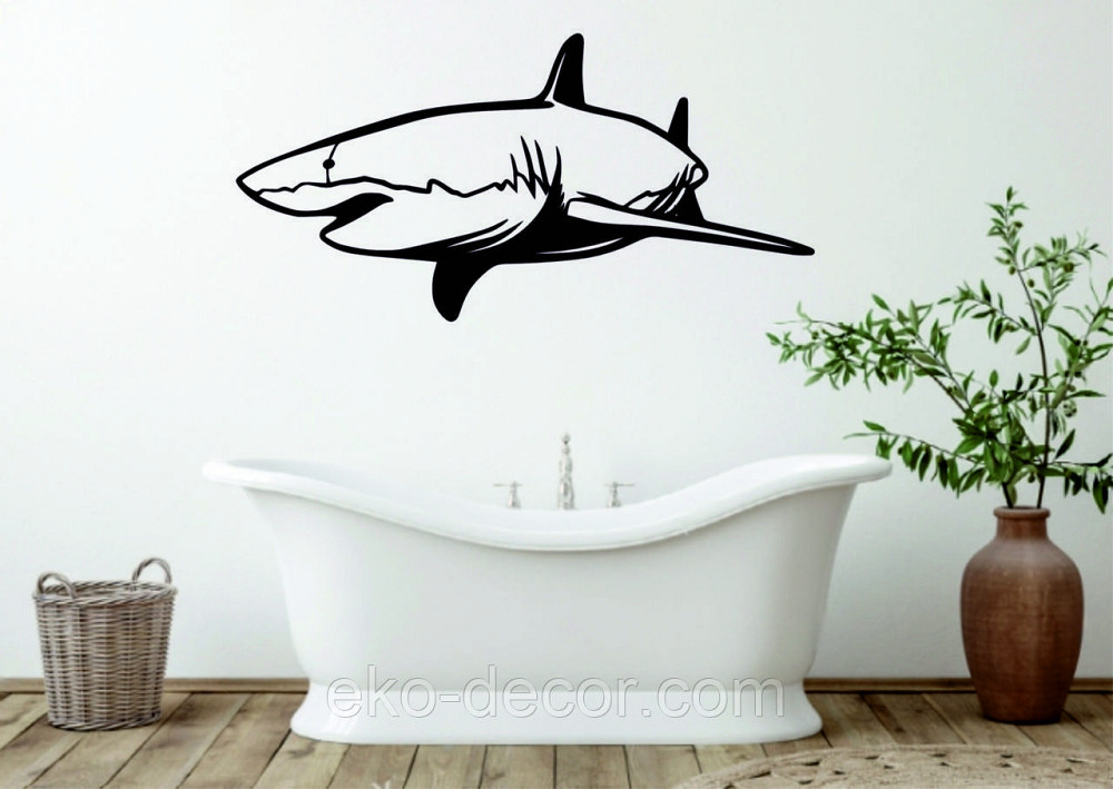 Декоративное настенное Панно «Акула» Декор на стену 110*54 см, Черный Киев - изображение 2
