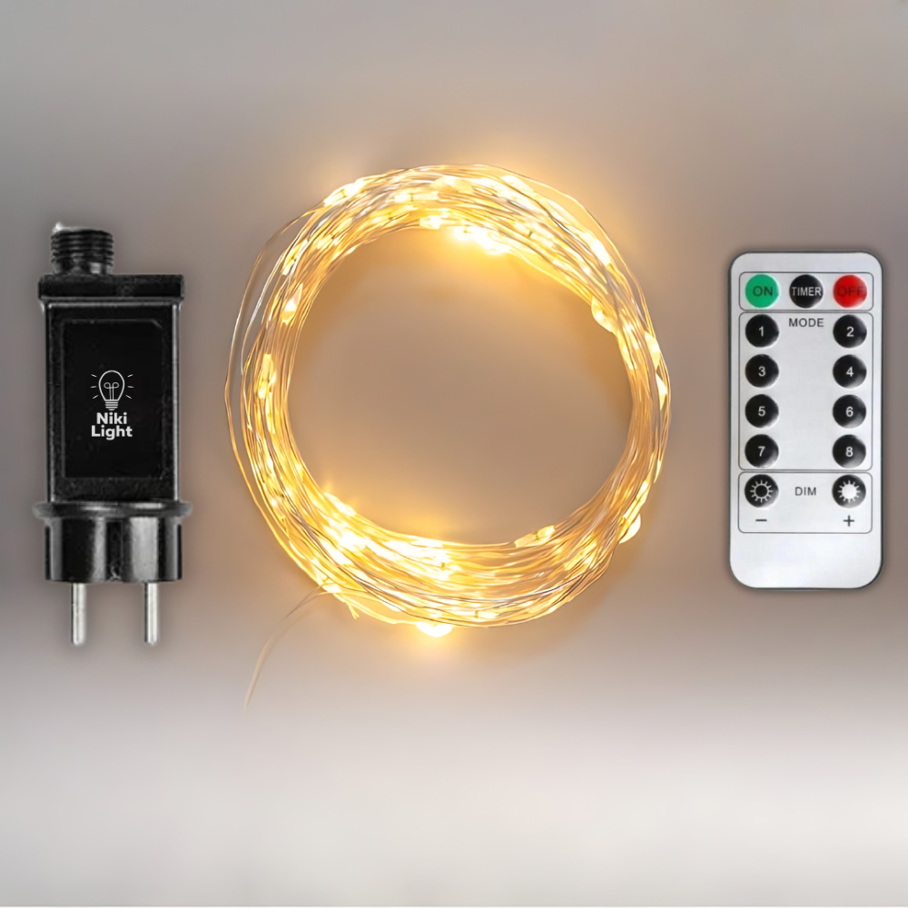 Гірлянда роса 10 метрів гірлянда капля роси з режимами 100 лед гірлянда на пульті вулична гірлянда 220в тепло біла Київ - фото 1