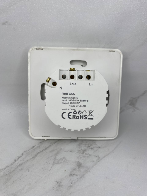 Б/в Розумний настінний Wi-Fi вимикач Meross MSS510, сенсорний перемикач Apple HomeKit, 1-клавішний білий Київ - фото 3