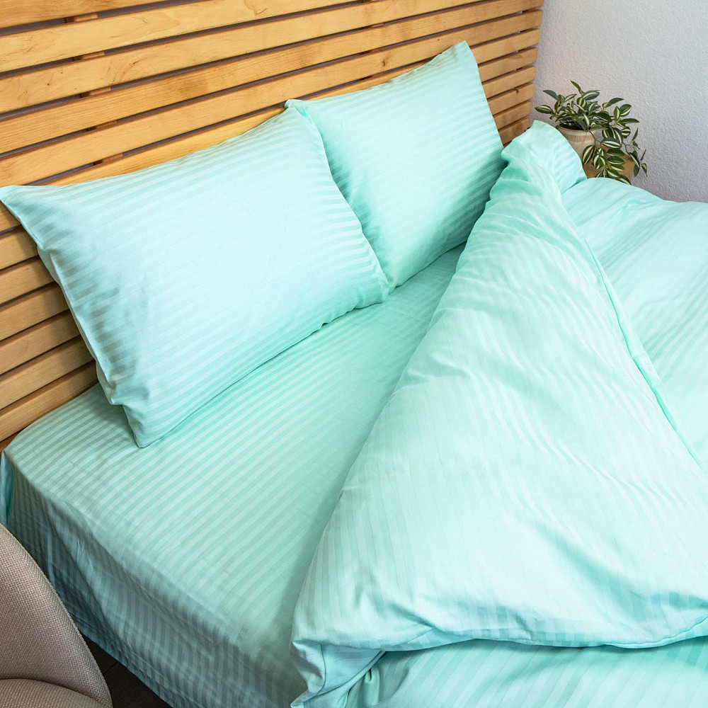 Наволочка страйп сатин на подушку 70х70 см 125 г/м2 YouStar 1 шт. (М'ятний) Суми - фото 1