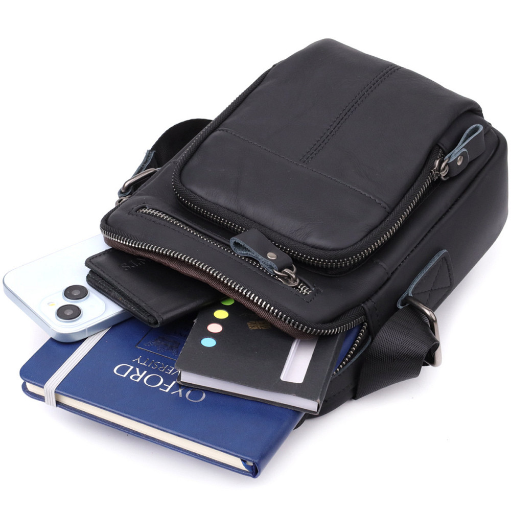 Деловая мужская сумка из натуральной кожи Vintage 23036 Черный Киев - изображение 8