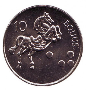 Кінь. Монета 10 толарів. 2004,02 рік, Словенія. (БЕ) Полтава - фото 1