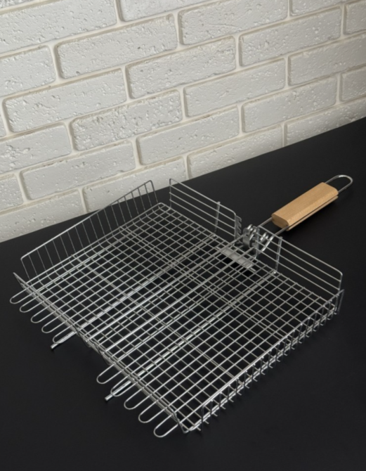 Решетка-гриль UNIQUE: 30x24x6 см, нержавеющая сталь, деревянная ручка — для ваших идеальных пикников Одесса - изображение 1