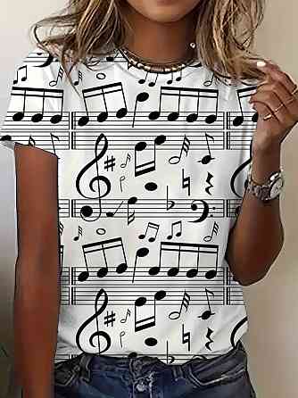 Футболка с нотами женская S бело-черный Киев