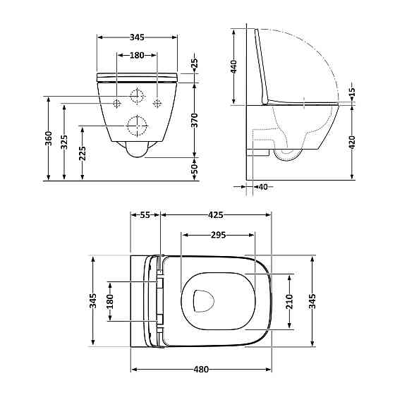 Унітаз підвісний Qtap Tern із сидінням Soft-close QT17332303ASW Київ