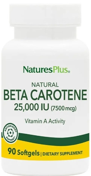 Бета-каротин натуральний Nature's Plus Natural Beta Carotene 25000 МЕ (7500 мкг) 90 капс Київ - фото 1