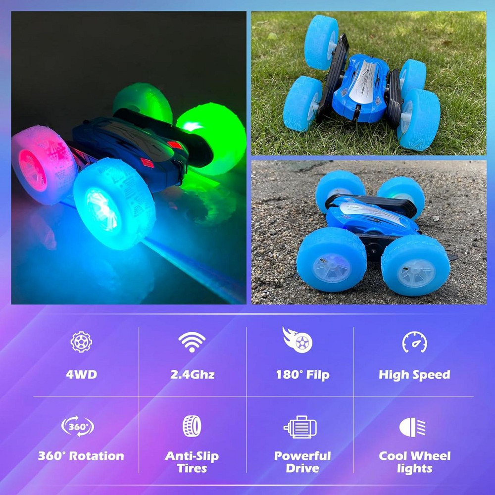 Дитяча машинка Rodzon на радіокеруванні 2.4 GHz, трюкова 360°, LED колеса, 2 акумулятори, RC автомобіль Київ - фото 12