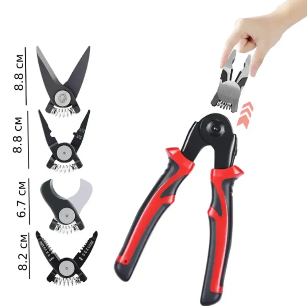 Многофункциональные плоскогубцы 5 в 1, сменные головки, нержавеющая сталь, длина 20 см, резка проводов до 6 мм Одесса - изображение 3