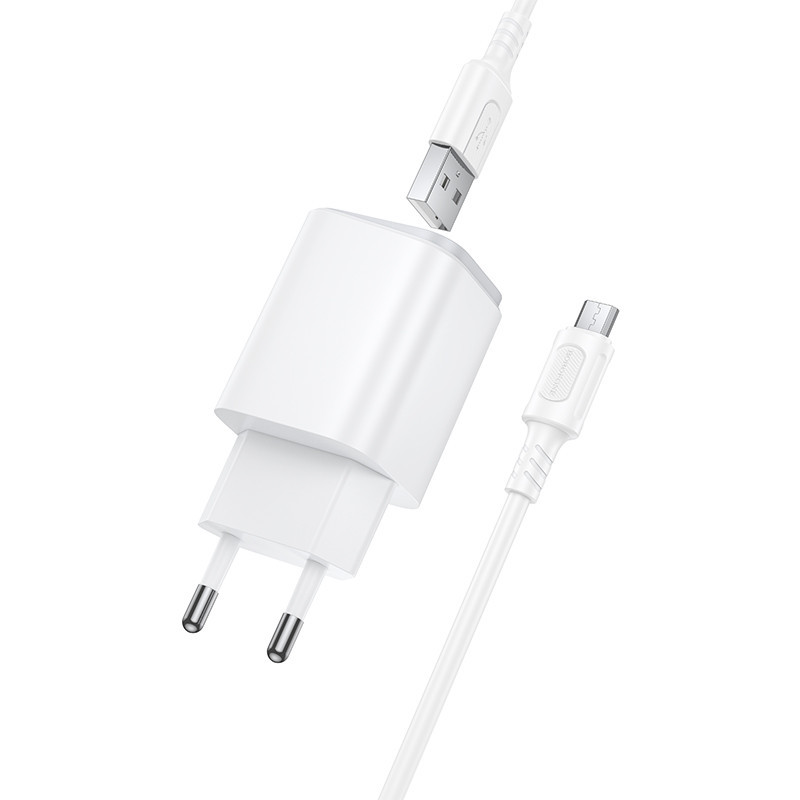 Мережевий зарядний пристрій з кабелем BOROFONE BAS82A Star single port QC3.0 charger set (Micro) (EU) White Одеса - фото 4