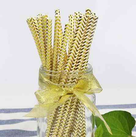 Коктейльні трубочки з геометричним принтом 25 штук 20 см золотистий Київ