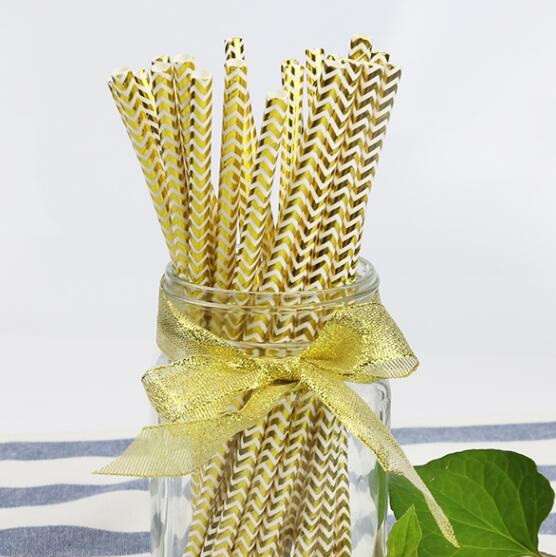 Коктейльні трубочки з геометричним принтом 25 штук 20 см золотистий Київ - фото 5