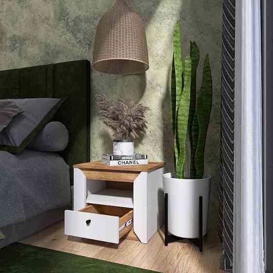 Тумба прикроватная Эверест Нордик-500 Белый + Дуб крафт золотой (DTM-5543) Львов