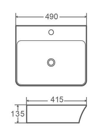 Умивальник накладний керамічний Mixxus Premium Bevel-0201 з переливом 485x410x125mm   ( MP6480 ) 21398 Харьков
