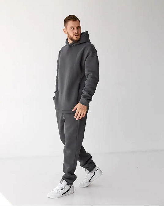 Спортивний чоловічий теплий костюм на флісі Графітовий 50 Харків - фото 1