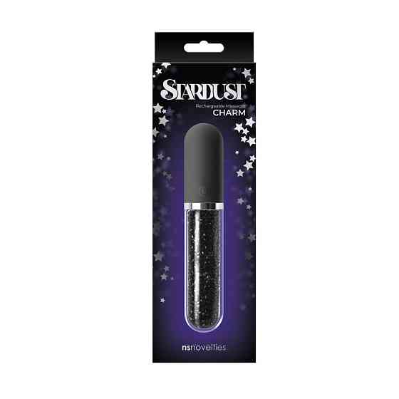 Скляний вібратор з кристалами NS Novelties, чорний, 16,2 см × 2,7 см Sex Aura Київ