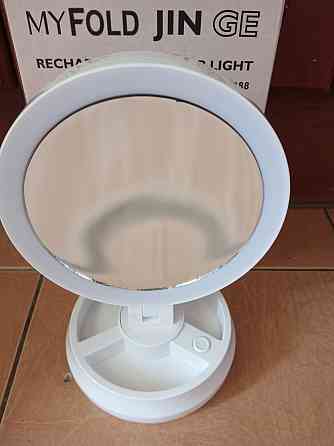 Складне косметичне дзеркало для макіяжу кругле 10X My Fold Away Mirror з LED (JG-388) Полтава