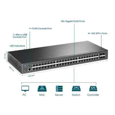 Комутатор мережевий TP-Link TL-SG3452X 48xGE 4x10GE/SFP+ L2 JetStream 19" 1U (TL-SG3452X) Вінниця