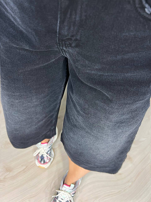 Шорти жіночі джинсові Sherocco 400 бермуди довгі з високою посадкою і манжетом чорні, чорний, 26, 26 Одеса - фото 2