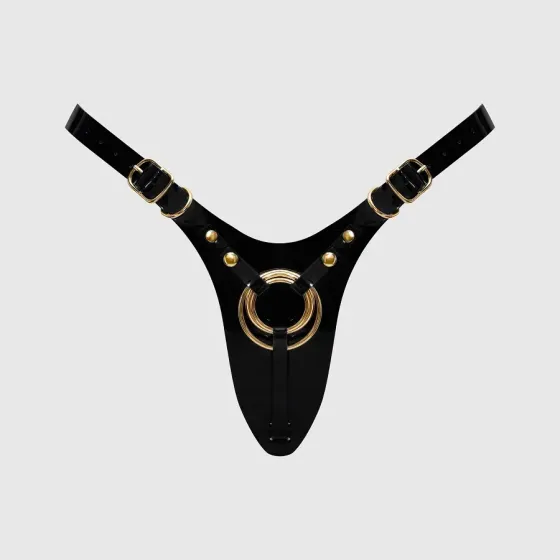Трусики для страпона Strap-On-Me Leatherette Harness Fabulous - One Size - Black Glossy Львов