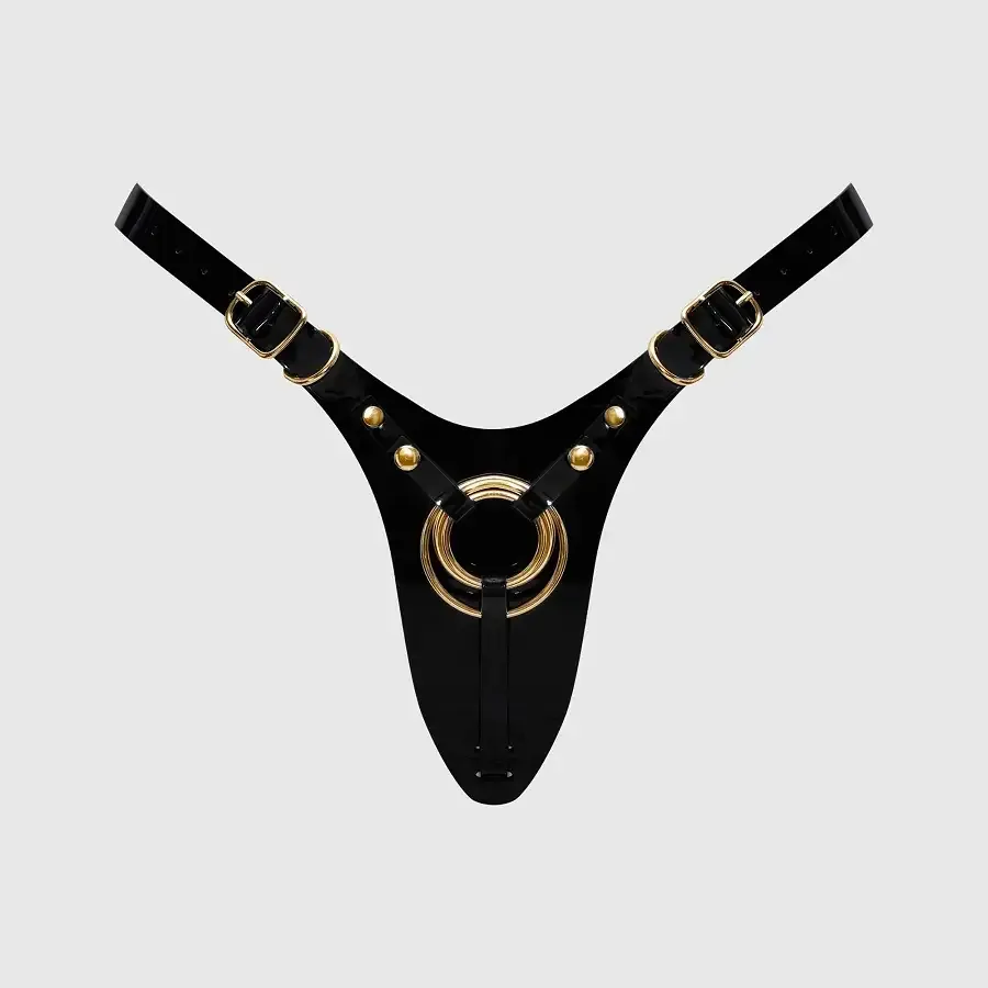 Трусики для страпона Strap-On-Me Leatherette Harness Fabulous - One Size - Black Glossy Львов - изображение 1