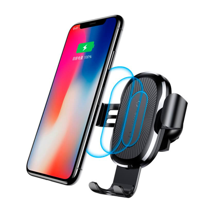 Універсальний автомобільний тримач для телефону c бездротовим зарядним пристроєм QI Baseus 10W WXYL-01 (Чорне) Миколаїв - фото 1