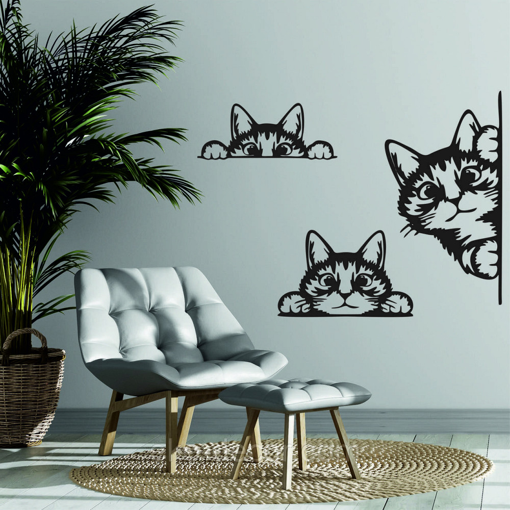 Декоративное настенное 3D Панно «Кот» Декор на стену с объемом (цена за 1 шт) 70*45 см, Черный Киев - изображение 6