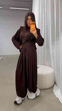 Жіночий стильний повсякденний костюм турецька віскоза Шоколад, 42/44 Одеса