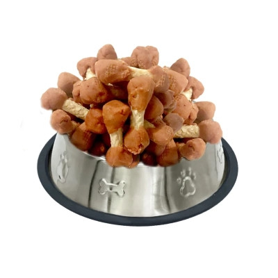 Лакомство для собак Lucky Star Гантельки с мясом утки на прессованной кости из сыромятной кожи 6 см 500 г (4820112457891) Винница - изображение 1