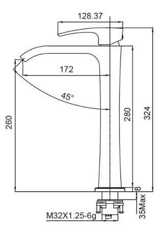 Высокий смеситель для умывальника Koer KB-13007-07 графитовый (KR5154) Харьков