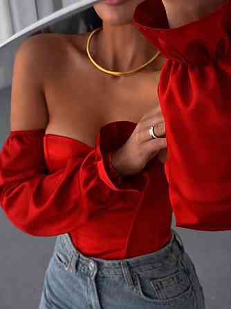 Жіночий романтичний привабливий укорочений корсет атлас Scarlet Червоний, S/M Одеса