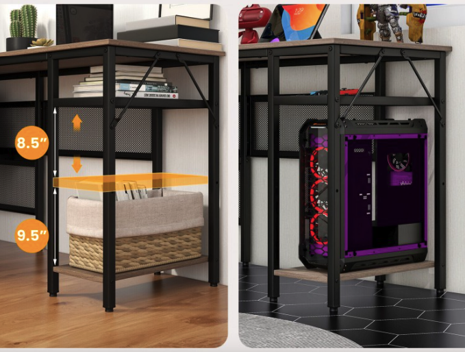 Комп'ютерний стіл Costway Hutch L-подібний з зарядним Київ - фото 9