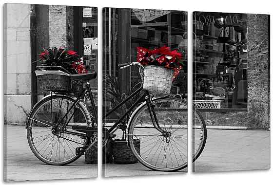 Модульна картина у вітальню/ спальню  Велосипед з квітами   ART-296_3A 100х150 см Київ
