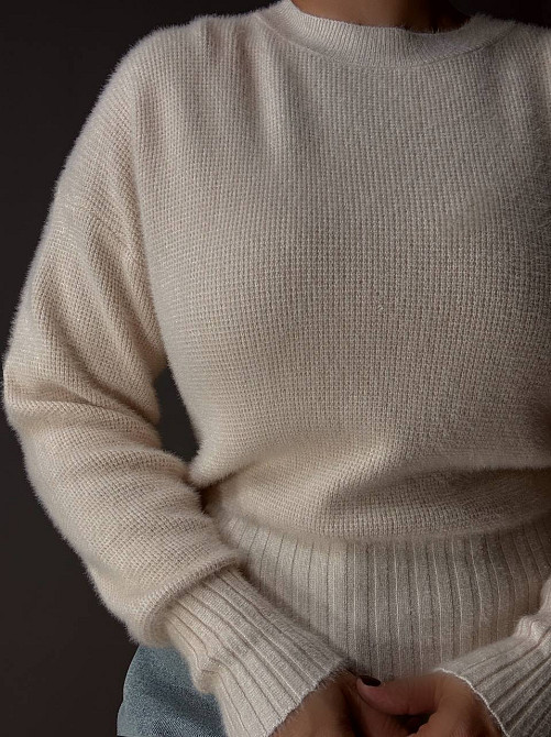 Свитер женский Fancy Matinee 7571 вафельный из ангоры оверсайз, бежевый, one size Киев - изображение 17
