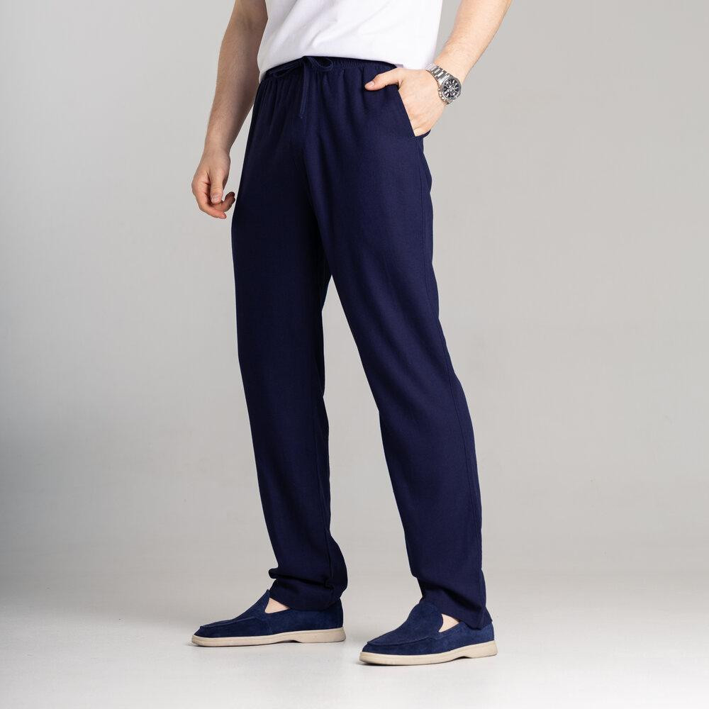 Чоловічі лляні штани вільного крою темно сині Pobedov Chill Київ - фото 1