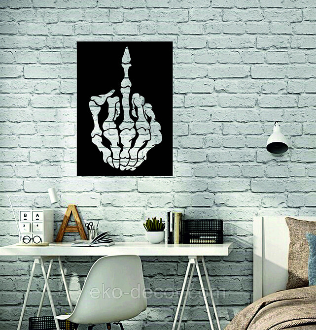Декоративное настенное Панно «Средний палец» Декор на стену 90*64 см, Черный Киев - изображение 5