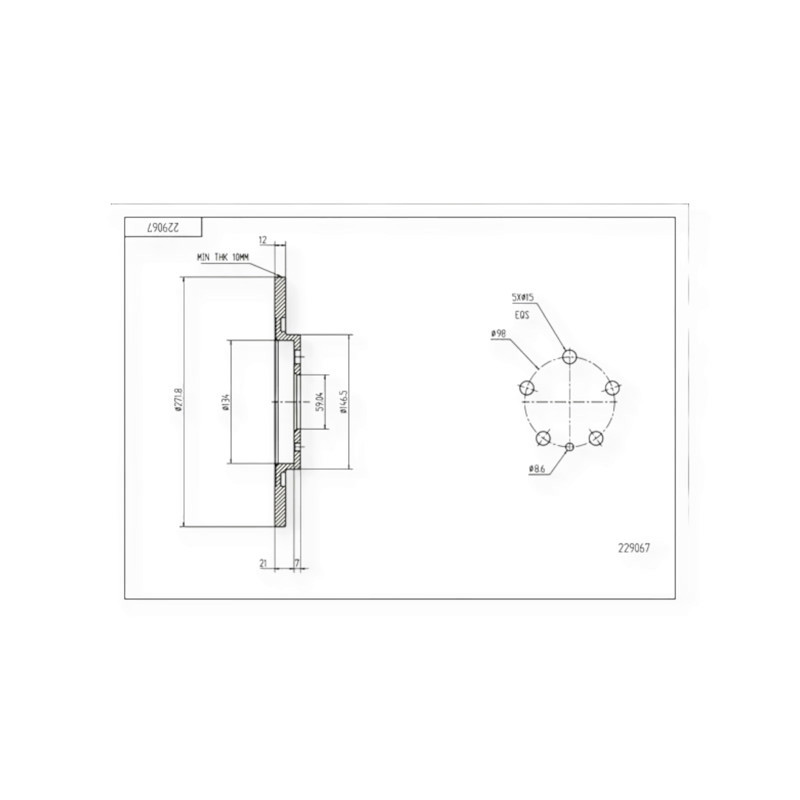 Диск Citroen C8, Peugeot 807 (2002-) задний (d272x12mm) тормозной Мукачево - изображение 1