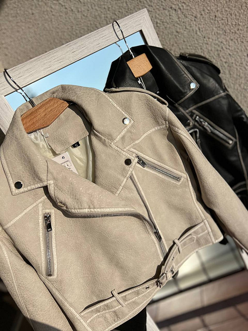 Куртка жіноча Aftf Basic 2466 коротка косуха блискавки пояс варені шви екошкіра чорна, чорний, M Київ - фото 18