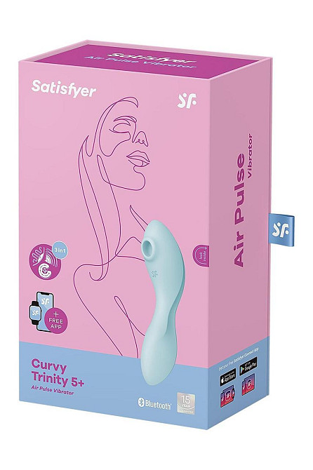 Вакуумный смарт-стимулятор с вибрацией Satisfyer Curvy Trinity 5 (Blue), управление со смартфона Sex Aura Киев - изображение 7