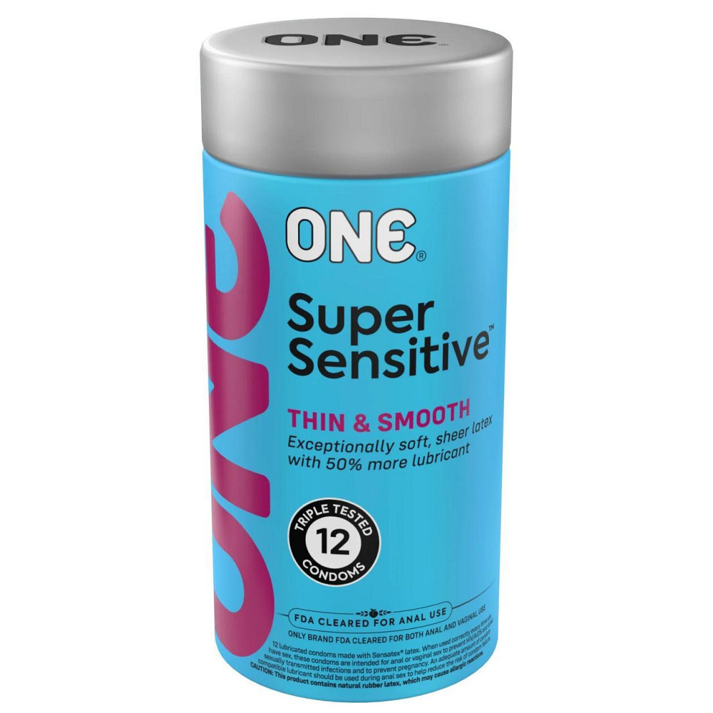 Презервативы ONE Super Sensitive, 12 шт, гладкие, с дополнительной смазкой, упаковка-тубус Sex Aura Киев - изображение 1