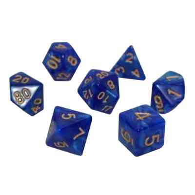 Набор кубиков для настольных игр Games 7 Days Pearl 7 Dice Set - Blue (w-gold) (g7dpearl11) Винница