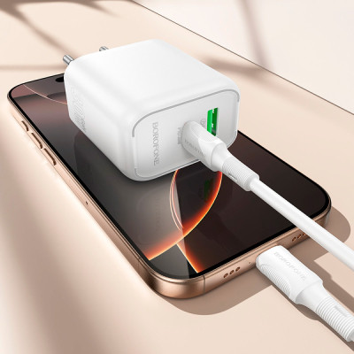 Зарядное устройство BOROFONE BA89A Destello 1xUSB-C PD30W + 1xUSB QC3.0 White (6941991119361) Винница - изображение 8