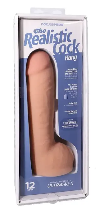 Фалоімітатор Doc Johnson The Realistic Cock ULTRASKYN - 12 Inch Hung with Balls Vanilla Львів - фото 8