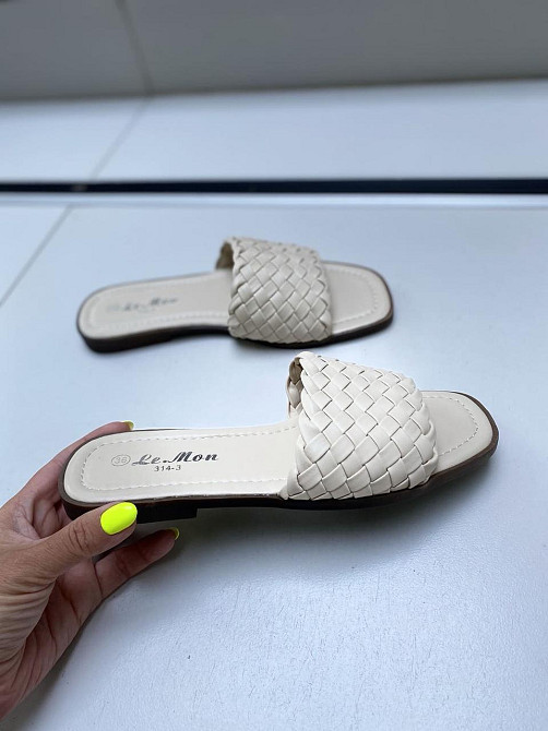 L&M Стильні шльопанці жіночі, штучна шкіра, бежеві на низькій підошві літні L&M 314-3 р. 38-40 Коломыя - изображение 2