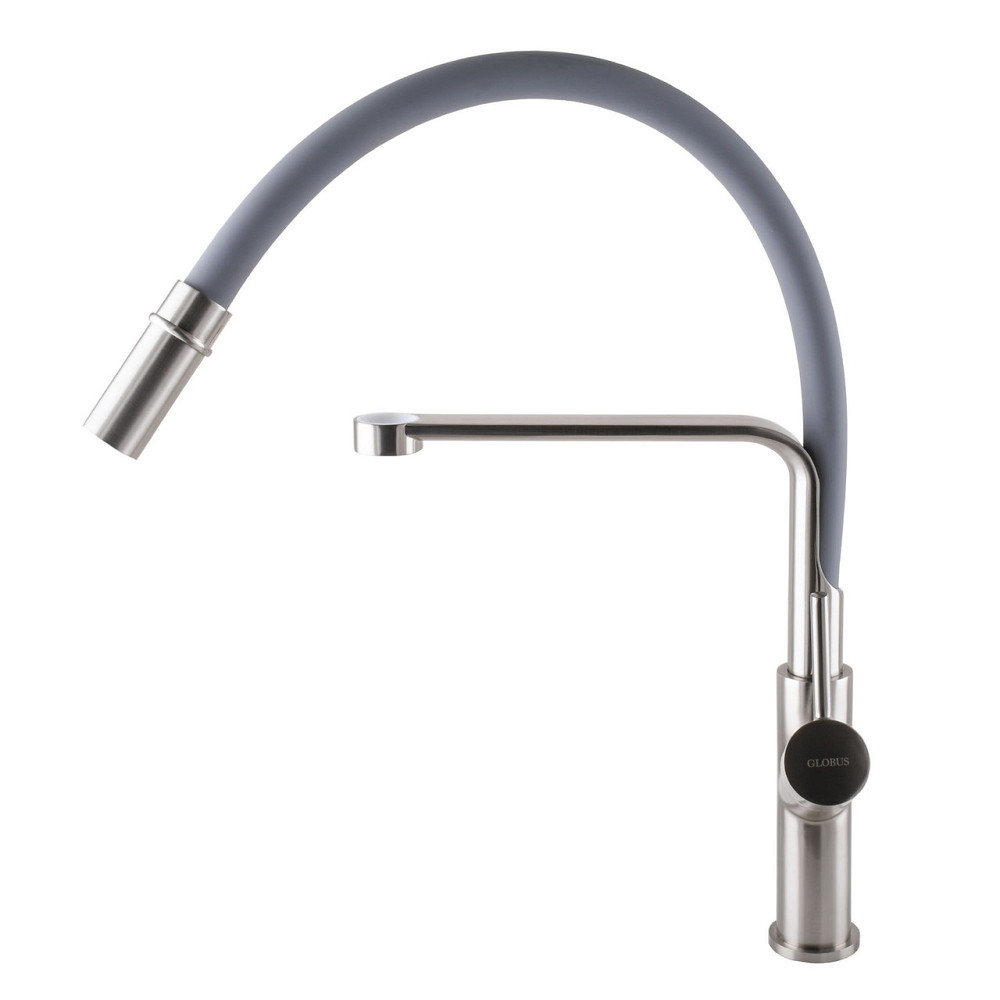 Змішувач для кухні Globus Lux DENVER Flex GDF-32-08-02 Сталь-Сірий Гофровилив, латунь (000022948) Київ - фото 7