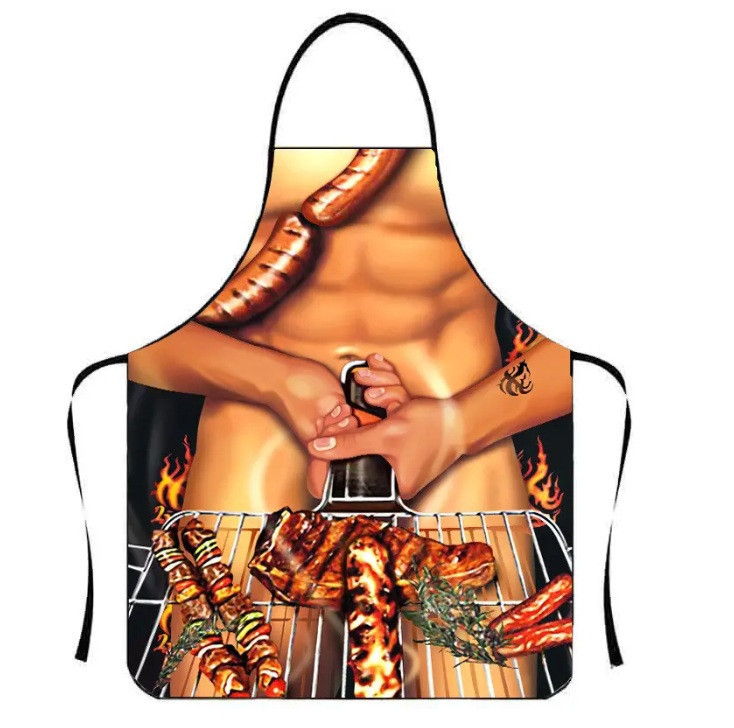 Фартук мужской с прессом для барбекю и гриля кухонный с приколом 73 на 57 см разноцветный Киев - изображение 6