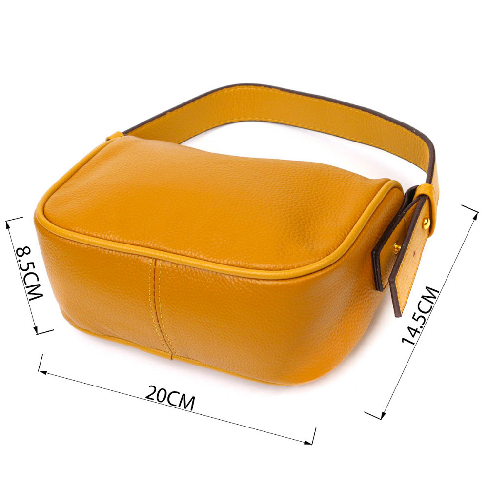 Красивая сумка на плечо кросс-боди из натуральной кожи 22100 Vintage Желтая Киев - изображение 3