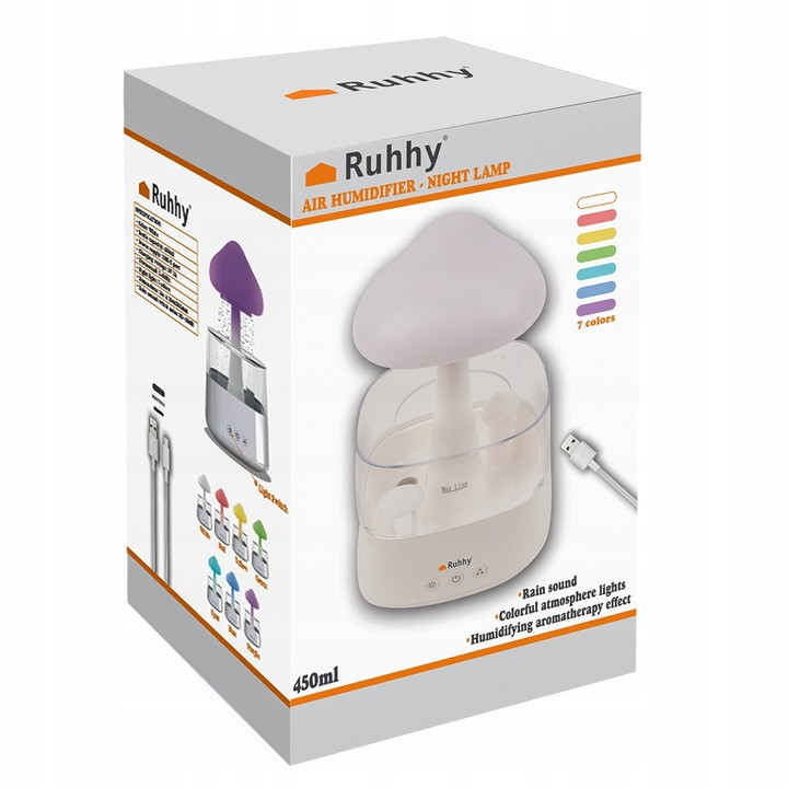 Увлажнитель воздуха - ночник 2в1 450 мл с эффектом дождя Ruhhy (24378) 10 Вт Нововолынск - изображение 8