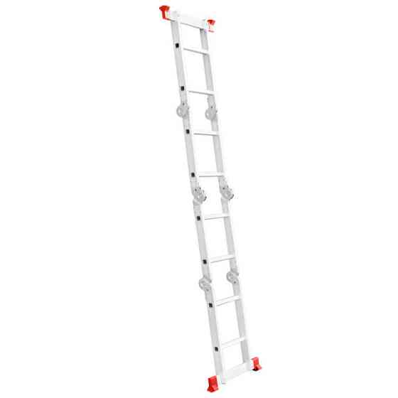 Драбина алюмінієва багатофункціональна трансформер, 4×2 сходинки, 2,38 м, 150 кг INTERTOOL LT-0028 Київ